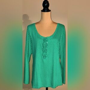 Old Navy Green Polka Dot Long Sleeve Top